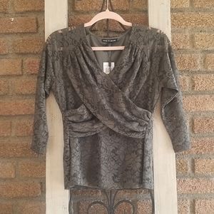 Beautiful Olive colored Lacy Blouse with long sleeves in Med by Cable & Gauge